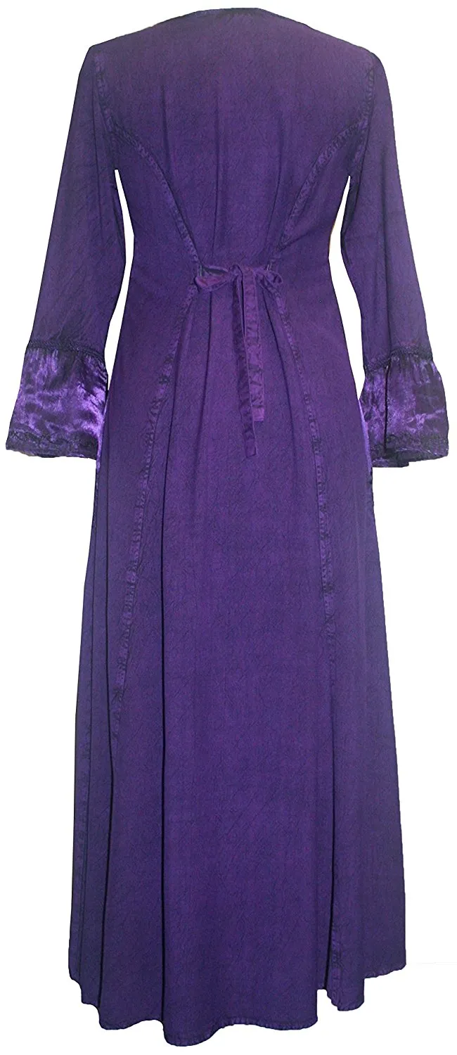 430628 DR Gothic Embroidered Flare Corset Satin Long Dress Gown