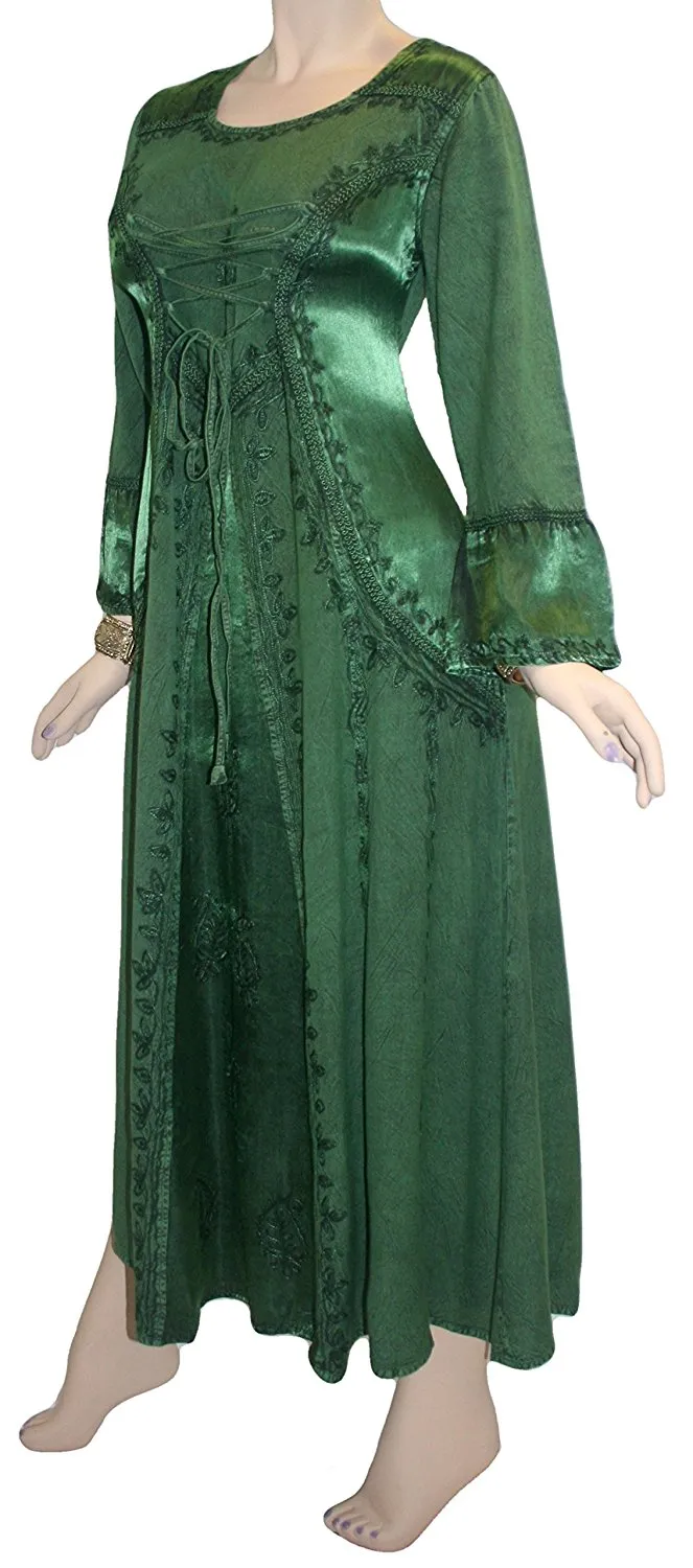 430628 DR Gothic Embroidered Flare Corset Satin Long Dress Gown