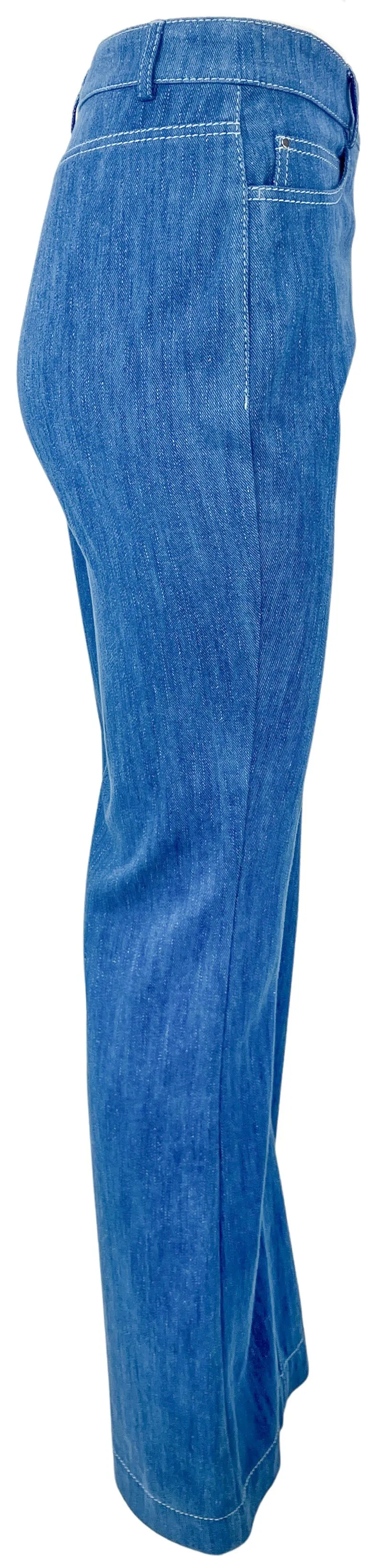 A-K-R-I-S- Punto Courtney Trousers in Medium Blue Denim