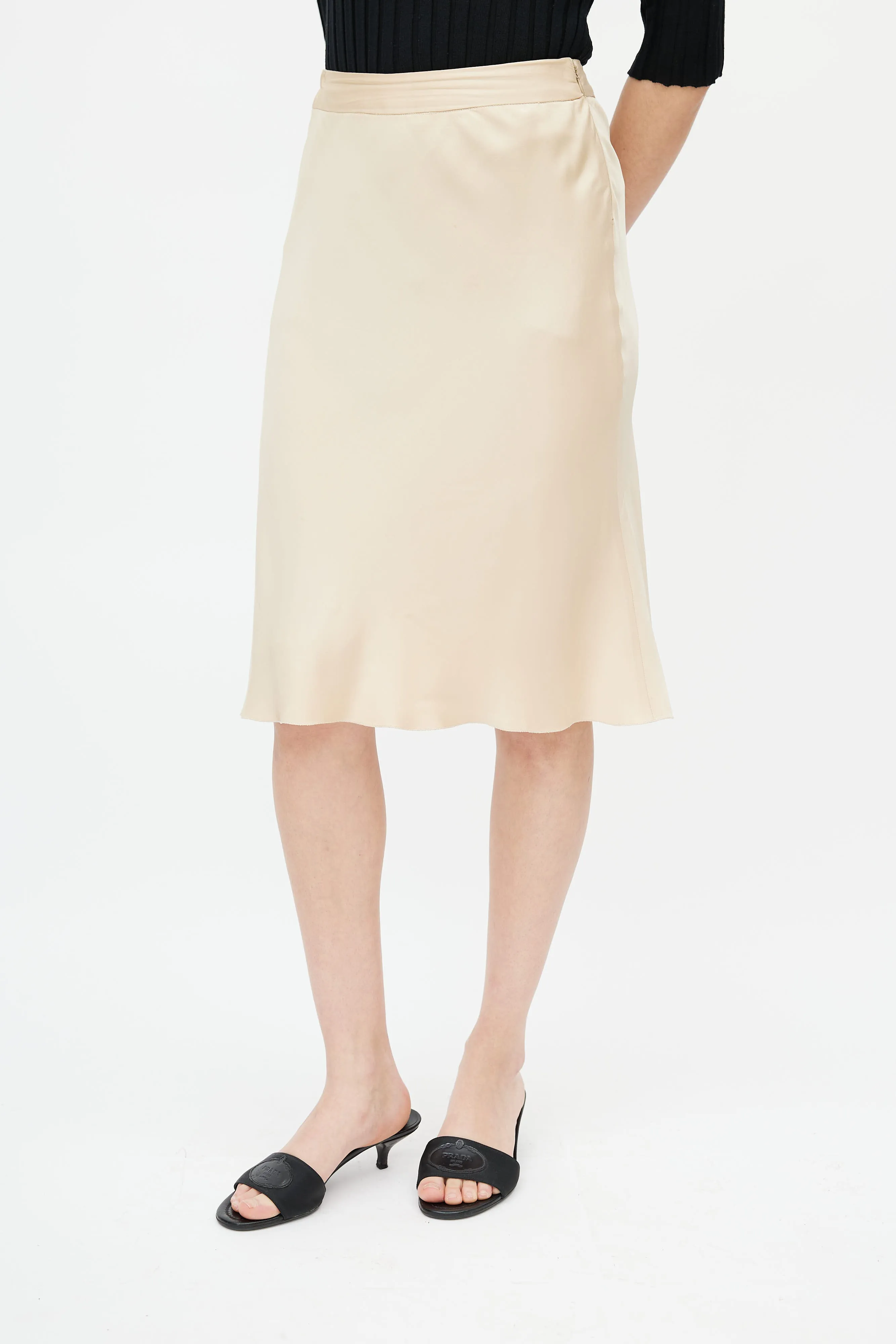 Beige Silk Skirt