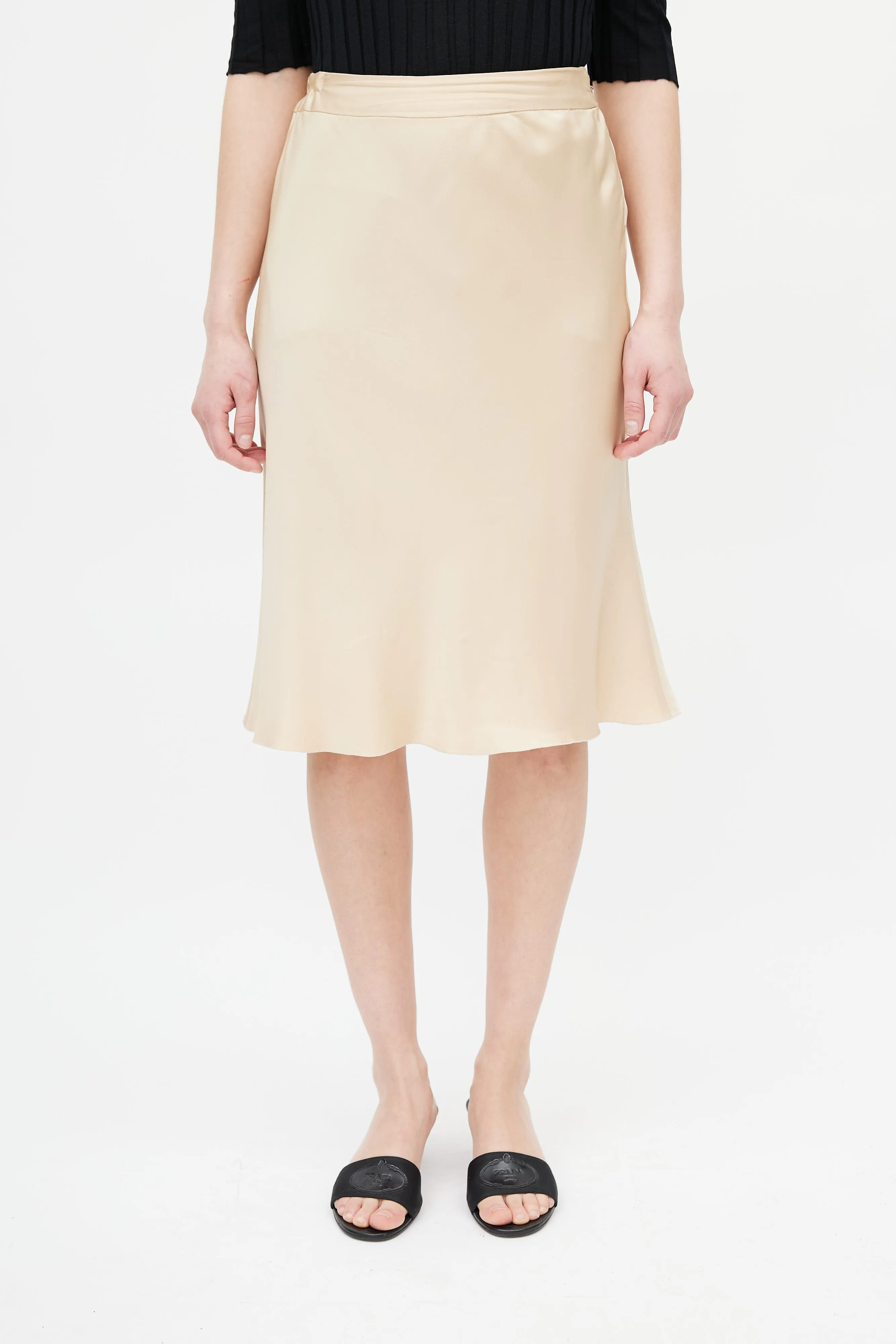 Beige Silk Skirt