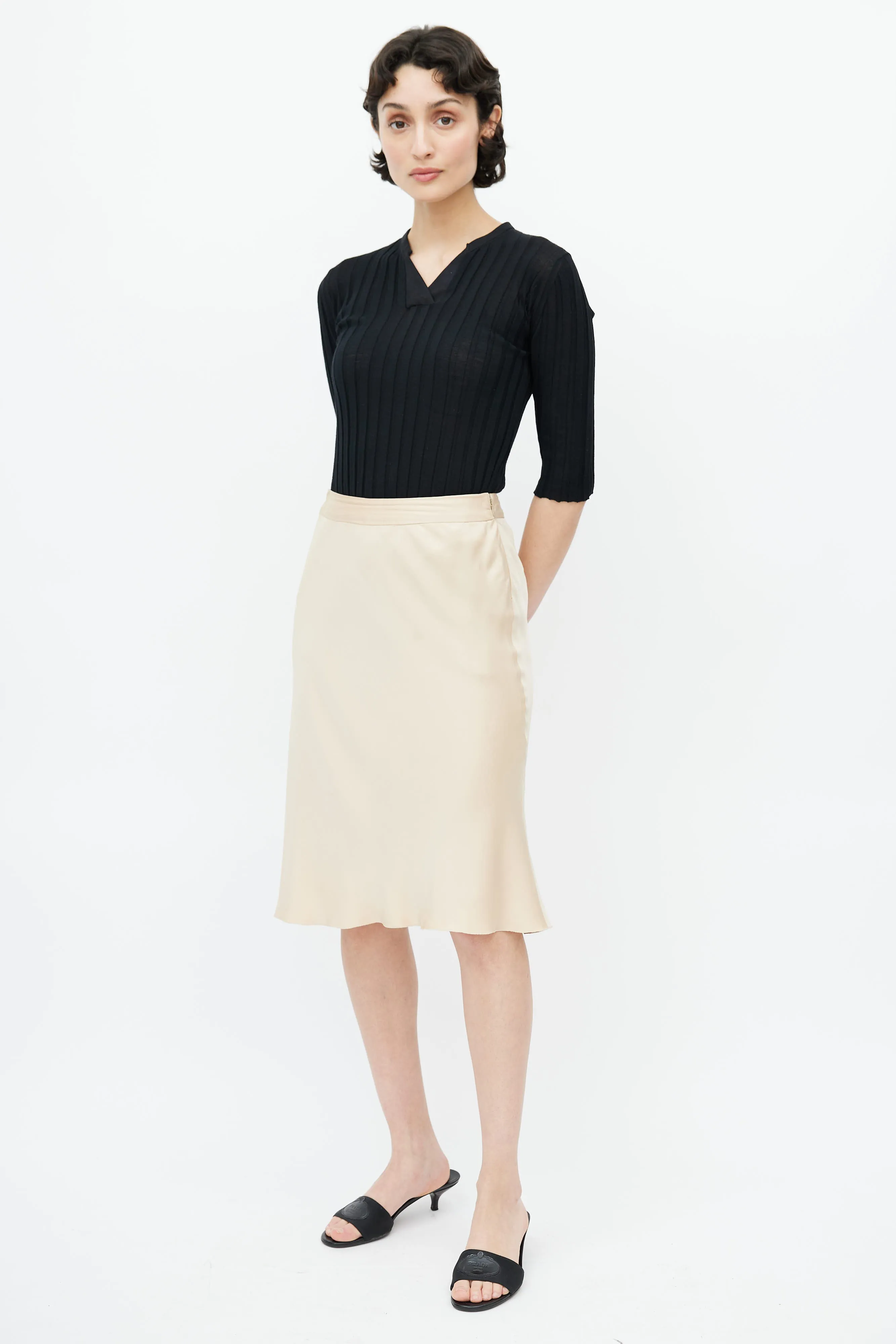 Beige Silk Skirt