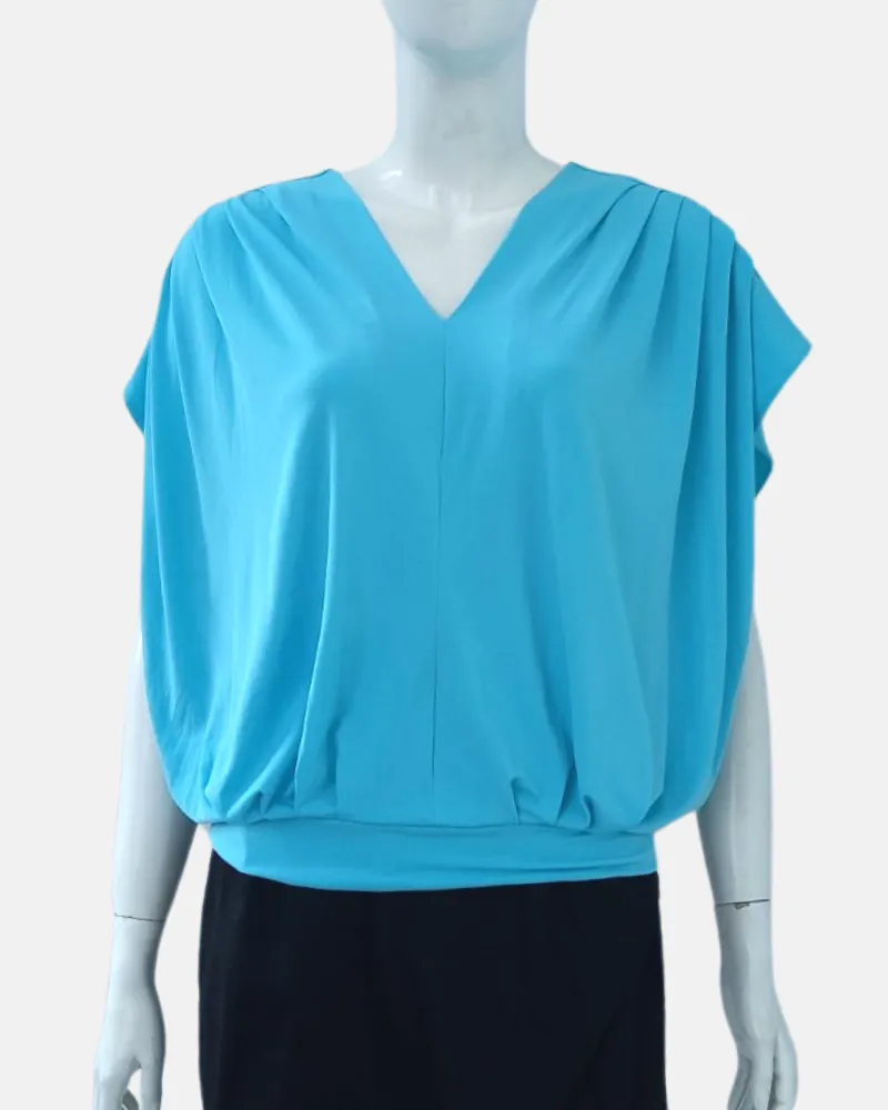 Bella Pleated V-Neck Jersey Top