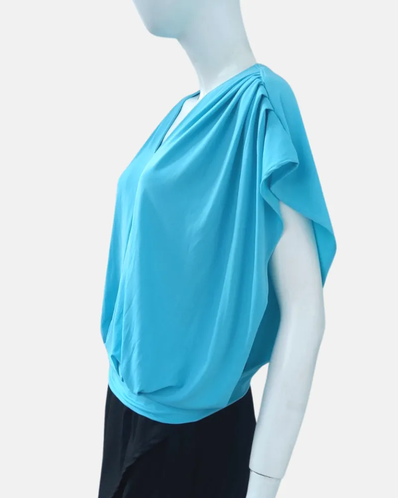 Bella Pleated V-Neck Jersey Top