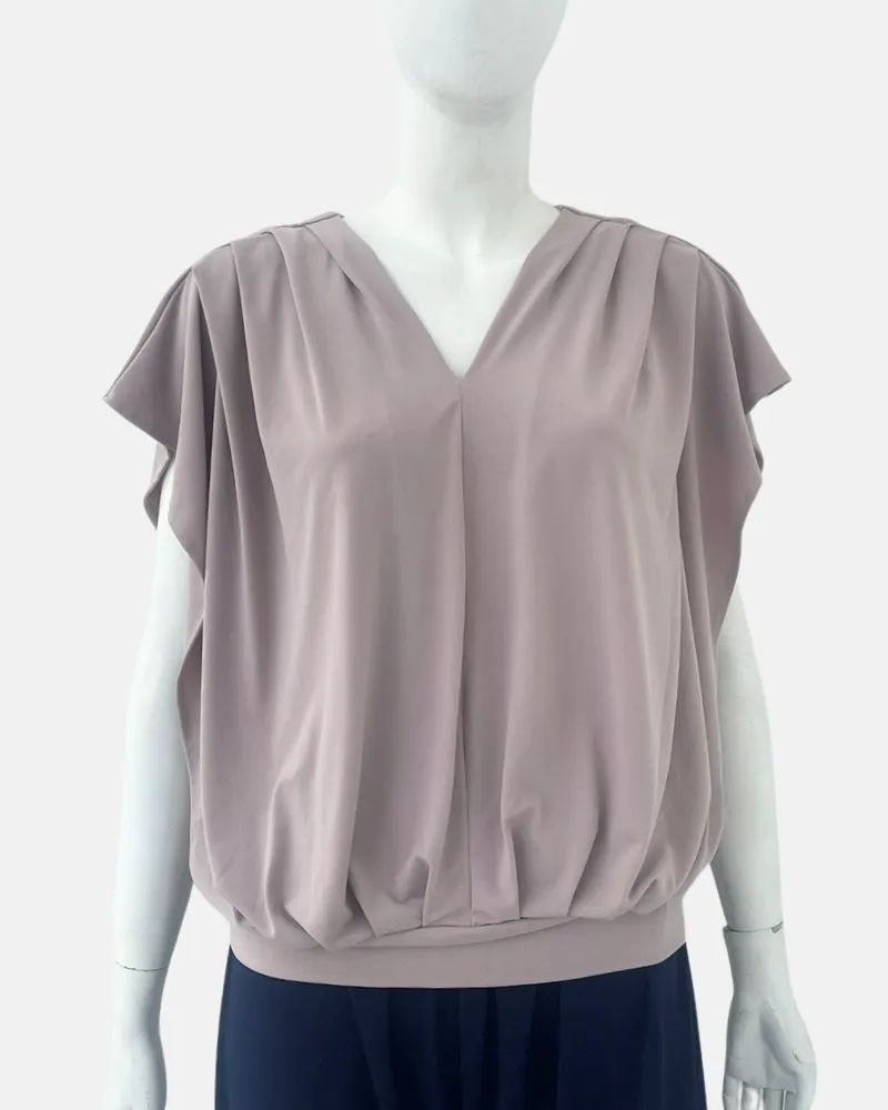 Bella Pleated V-Neck Jersey Top