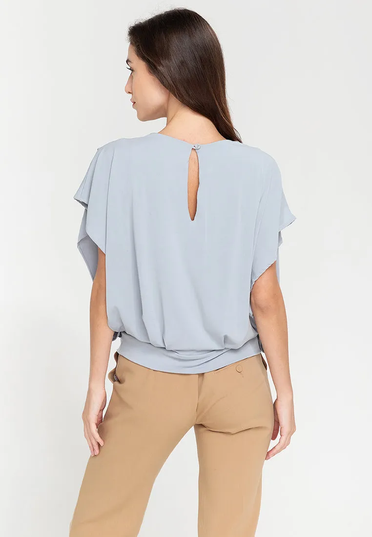 Bella Pleated V-Neck Jersey Top