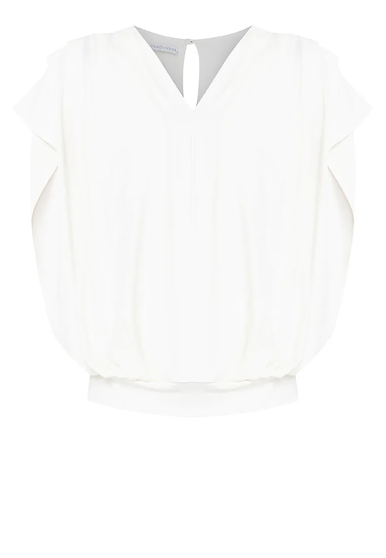 Bella Pleated V-Neck Jersey Top