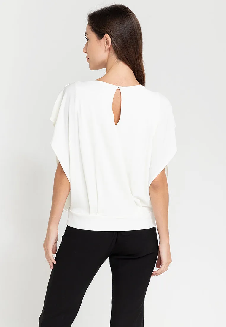 Bella Pleated V-Neck Jersey Top
