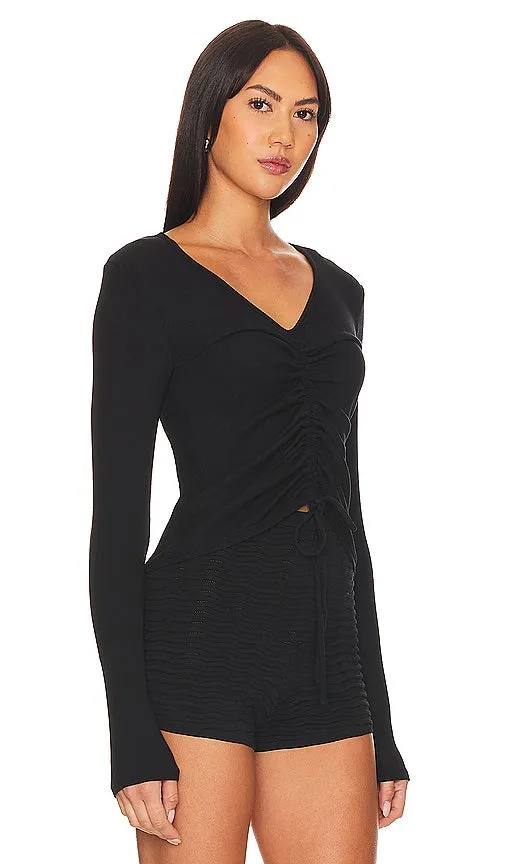 Bobi Ruched Tee in Black