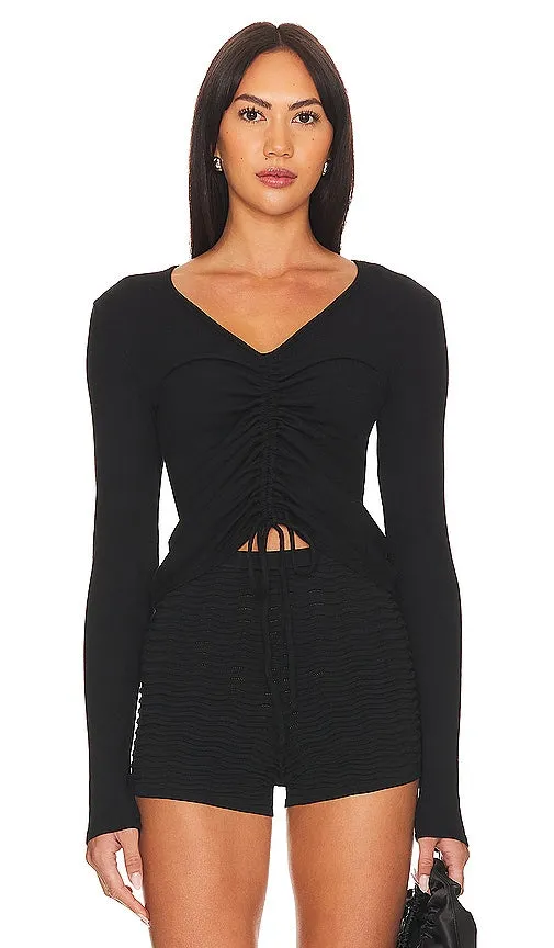 Bobi Ruched Tee in Black