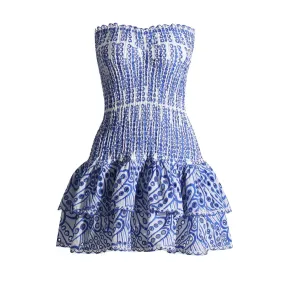 Colorblock Temperament Dresses For Women Strapless Sleeveless Patchwork Folds Vintage Elegant Dress Female Clothing