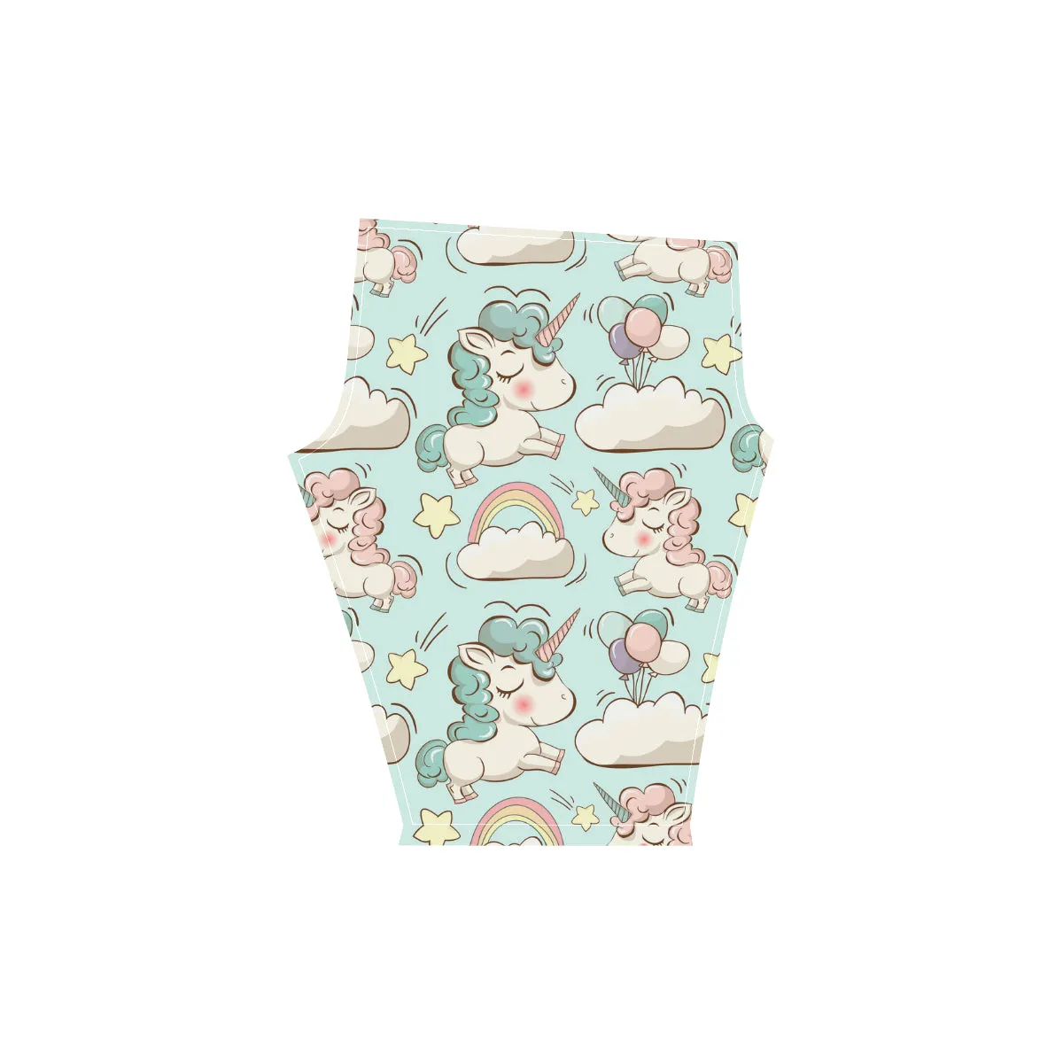 cute unicorns clouds rainbow and stars Women's Low Rise Capri Leggings (Invisible Stitch)