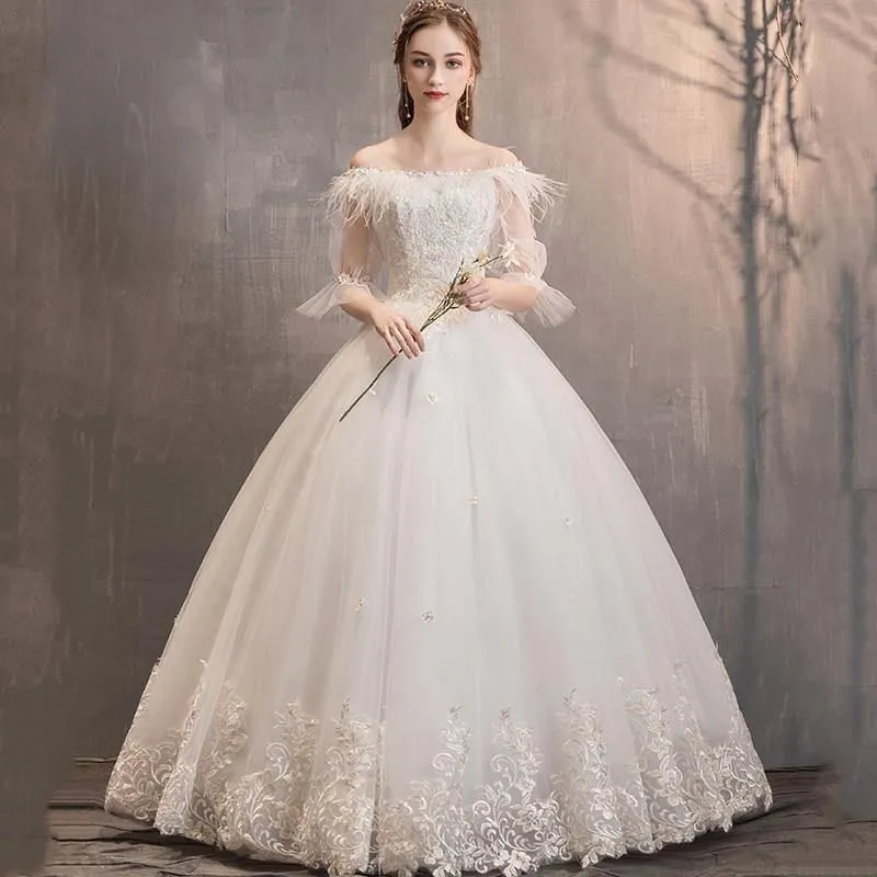Elegant Lace Wedding Dresses Ball Gown Tassel