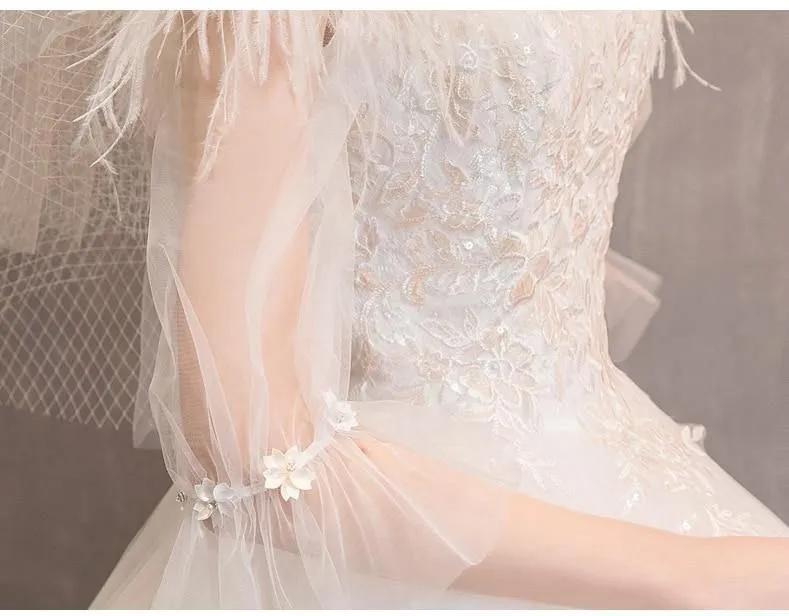 Elegant Lace Wedding Dresses Ball Gown Tassel