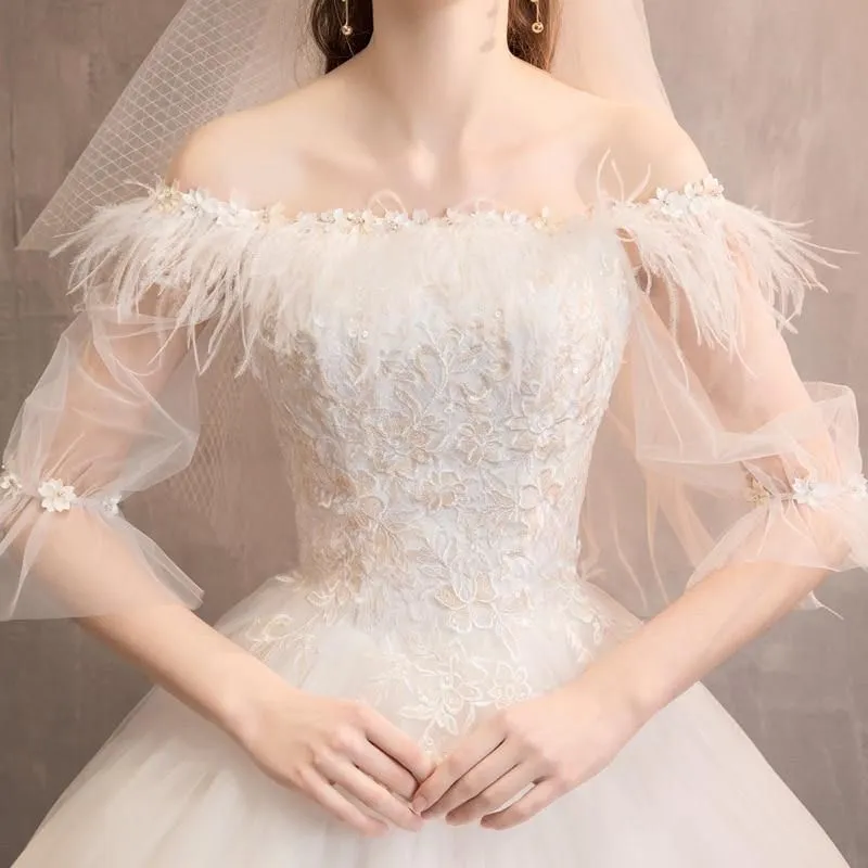 Elegant Lace Wedding Dresses Ball Gown Tassel