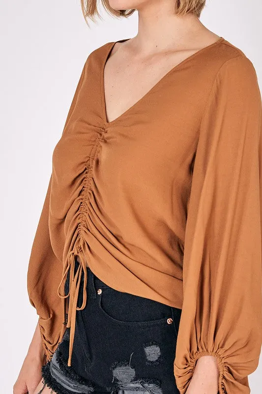 Front Tie Shirring Top -  Online Exclusive