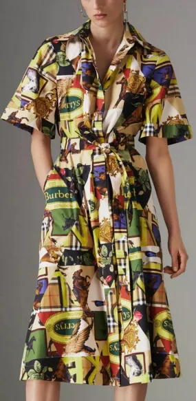 Graffitied Archive Scarf Print Shirt Dress