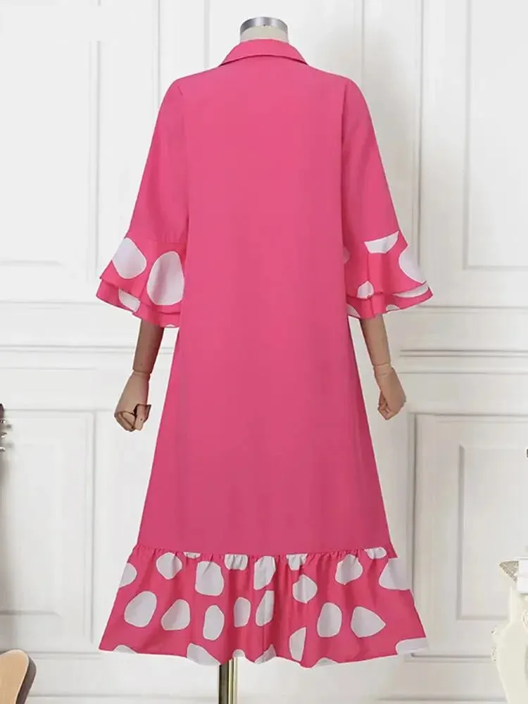 Loose Polka Dot High-Low Shirt Dress for Casual Days