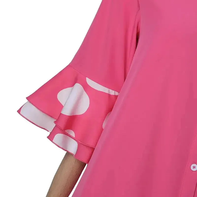 Loose Polka Dot High-Low Shirt Dress for Casual Days