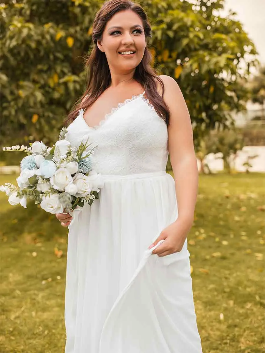 Plus Size Boho Beach Wedding Dress A-line Sleeveless