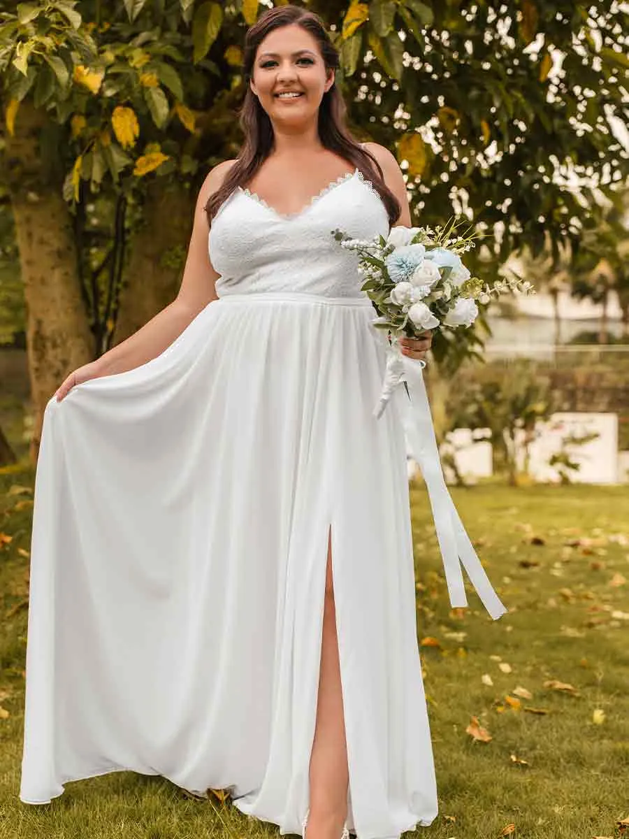 Plus Size Boho Beach Wedding Dress A-line Sleeveless