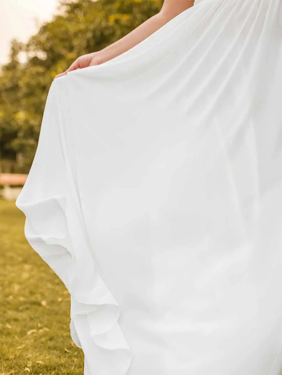 Plus Size Boho Beach Wedding Dress A-line Sleeveless