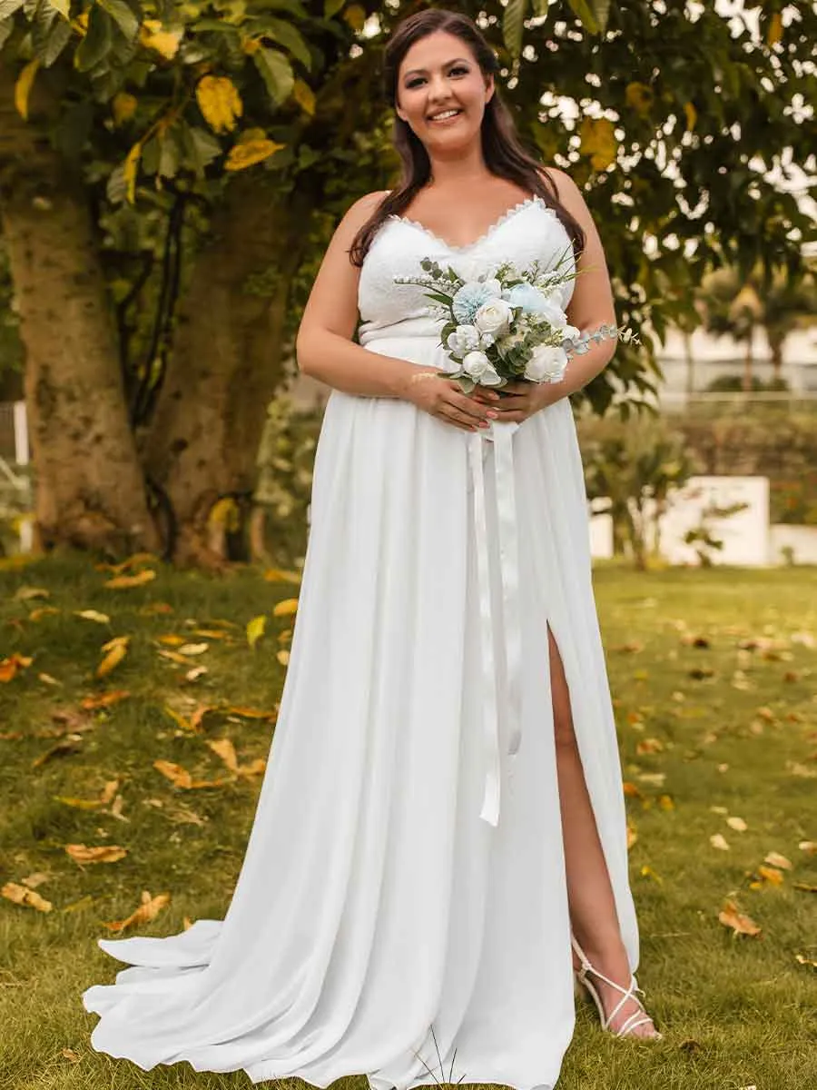 Plus Size Boho Beach Wedding Dress A-line Sleeveless