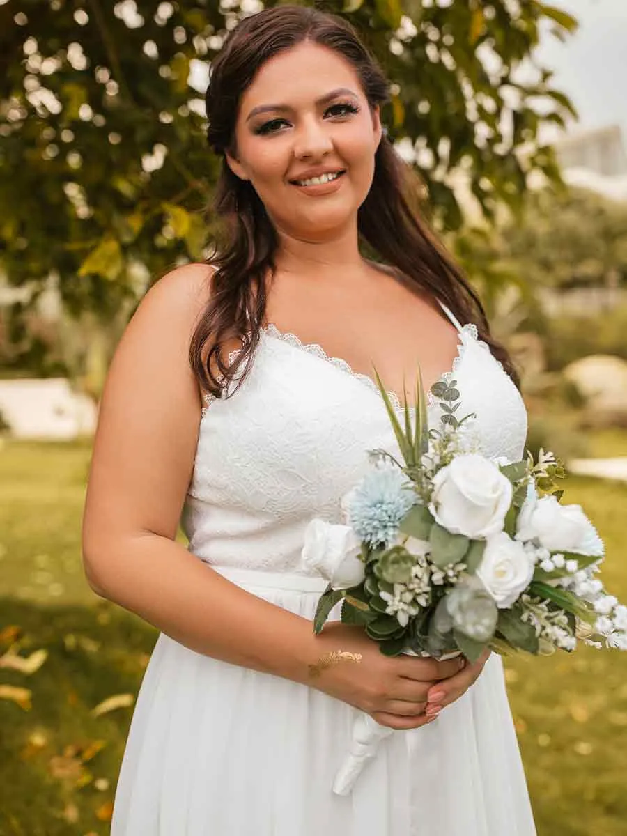 Plus Size Boho Beach Wedding Dress A-line Sleeveless