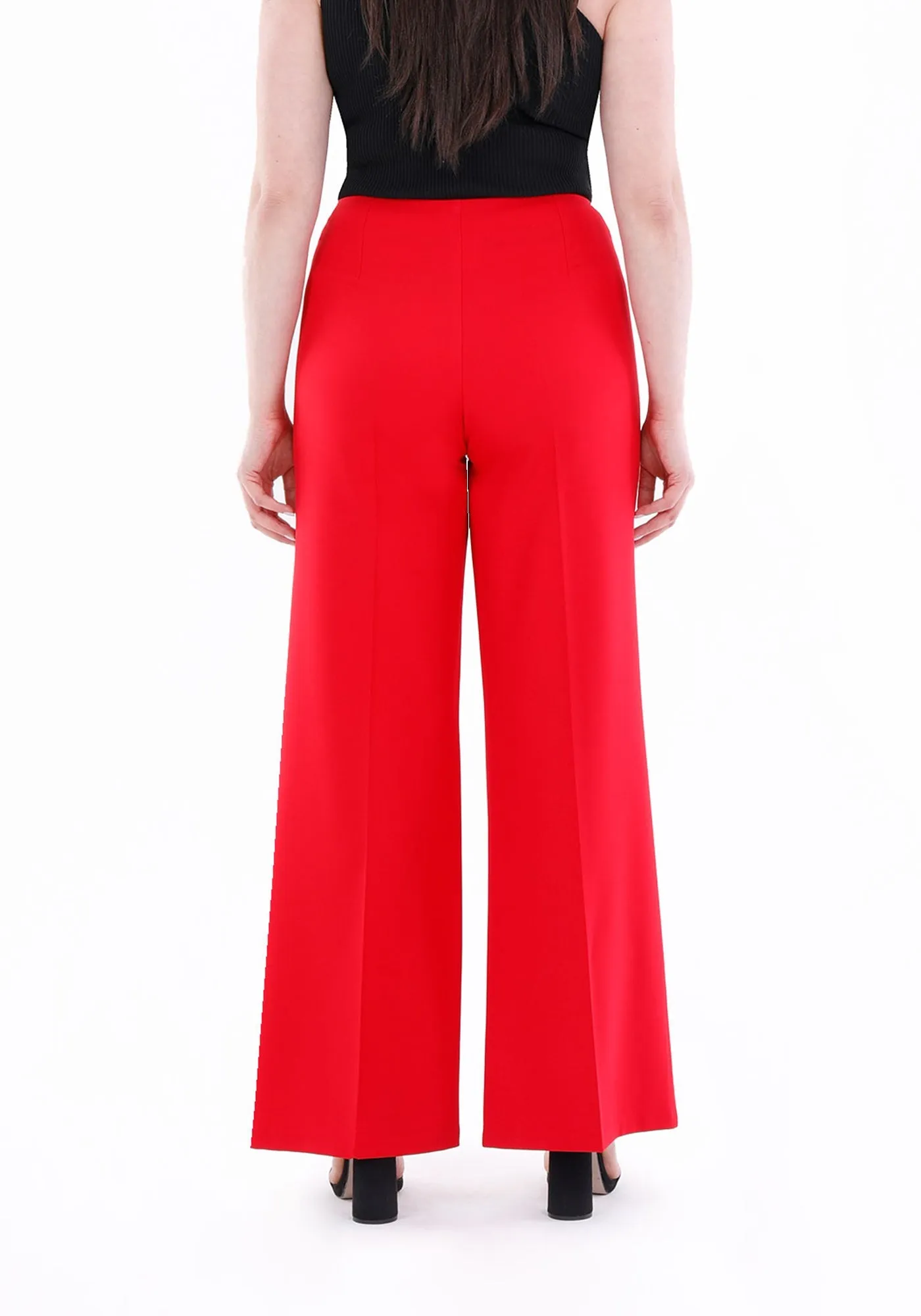 Red Wide Leg Pants - Regular & Plus Size Flare Trousers