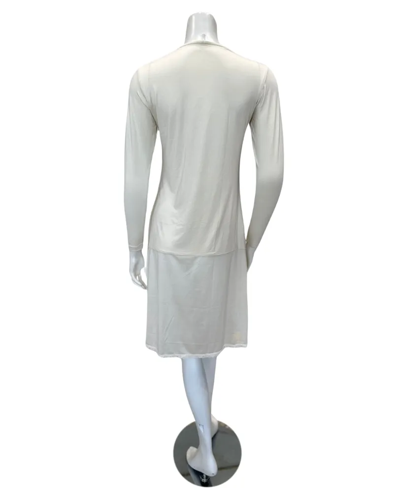 Slimit 39" Ivory/Ivory Long Sleeve Shell Slip Adjustable Neck