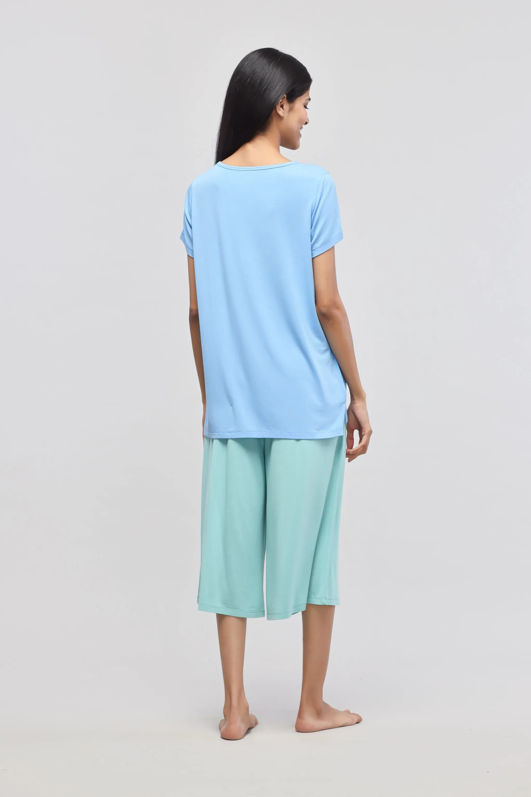 Summer Blue V-Neck Top