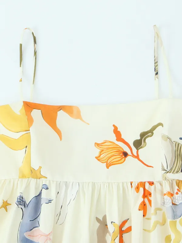 Summer Print Cami Dress with Empire Swing Silhouette