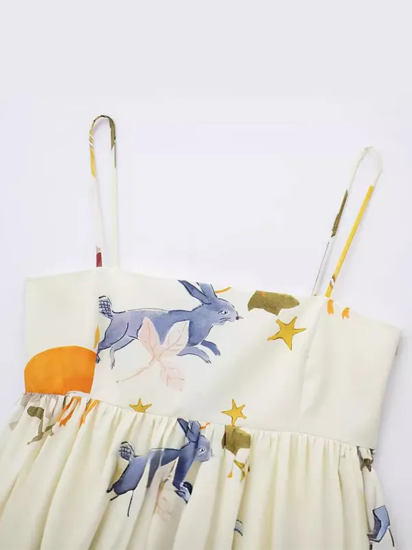 Summer Print Cami Dress with Empire Swing Silhouette