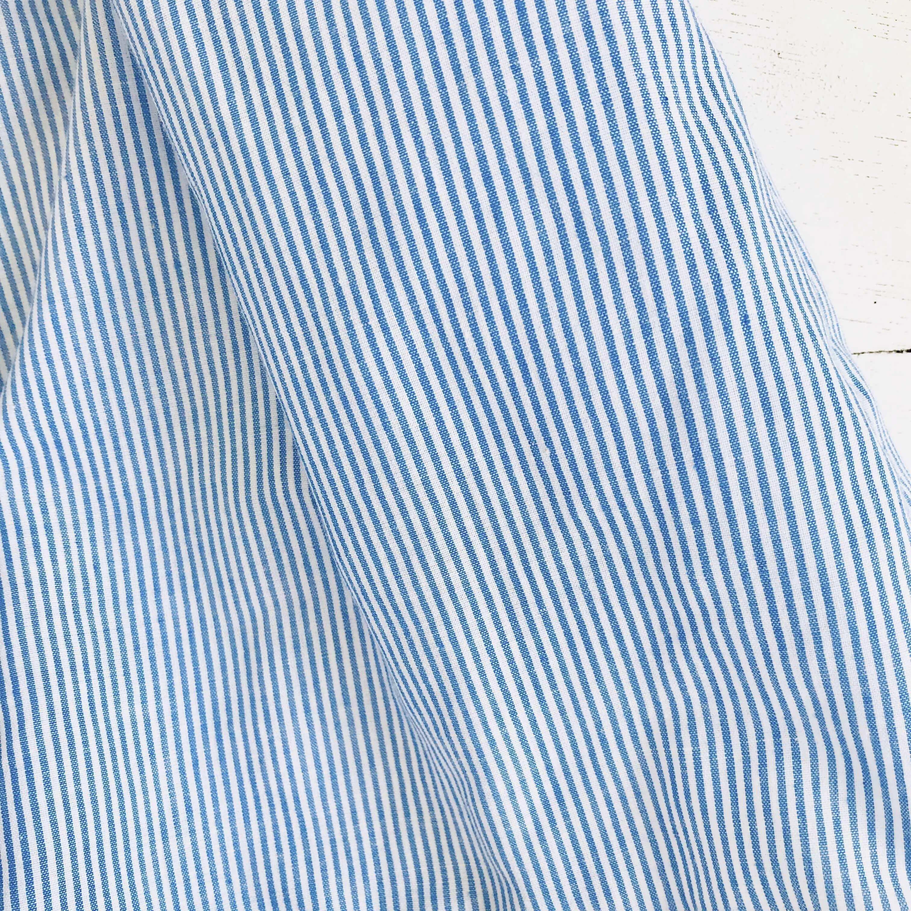 Tea Rose Dress in Pinstripes Blue