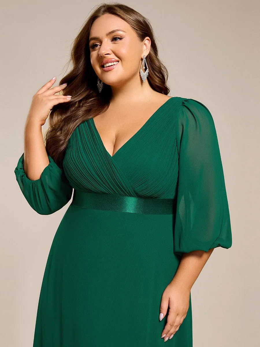 Warm Monica | Long Sleeves Chiffon Empire Waist A-Line Maxi Formal Evening Dress